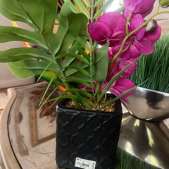 Pier 1 Vintage Tropical Plant Flower Floral Island Ceramic Vase Exotic Bold New - Picture 6 of 7